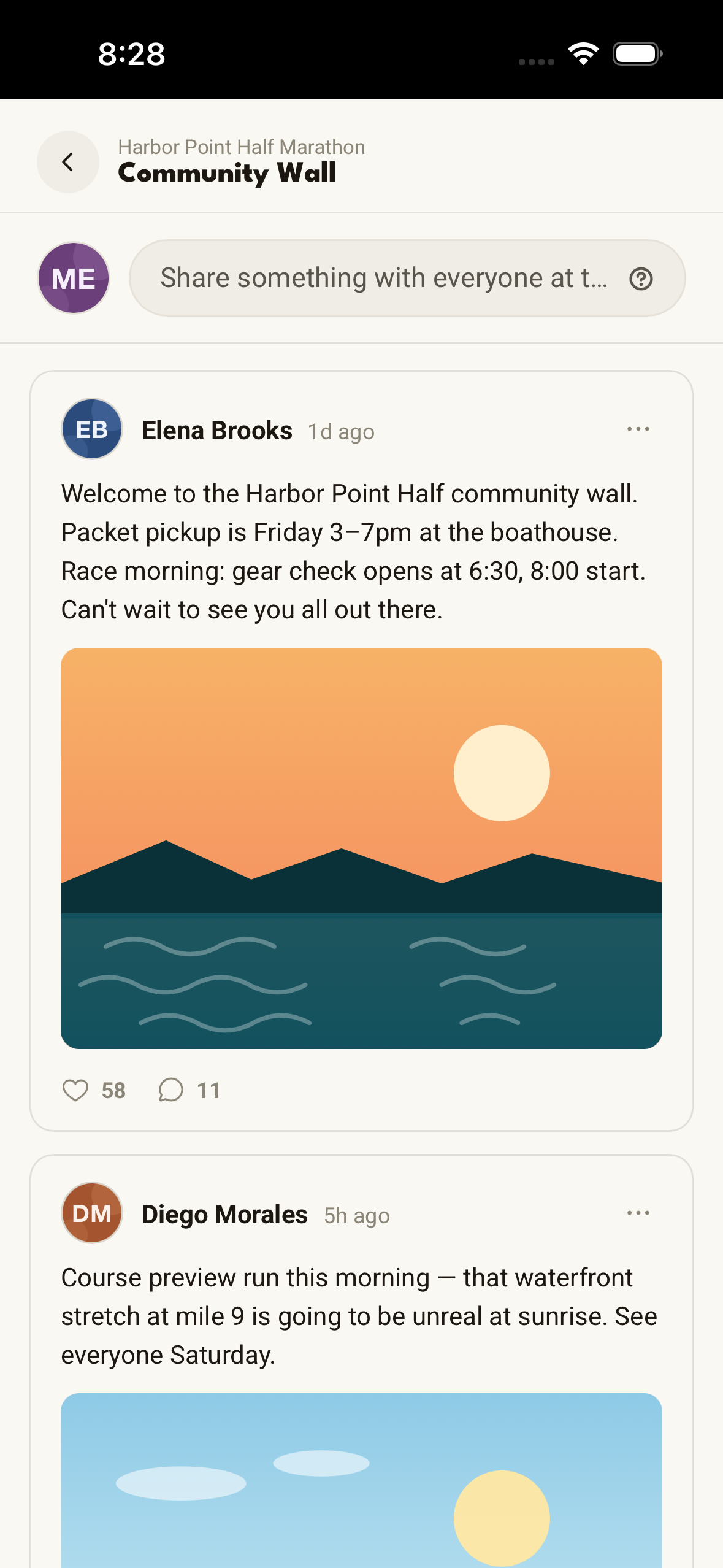 The same Community Wall in the Run This native app
